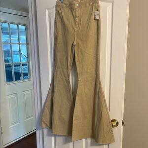 Free People Tan Flare & Wide Leg Jeans